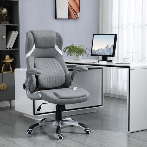 Ergonomischer Bürostuhl mit atmungsaktivem Stoffbezug, höhenverstellbar, 68 x 76 x 109–117 cm, grau (1/5)