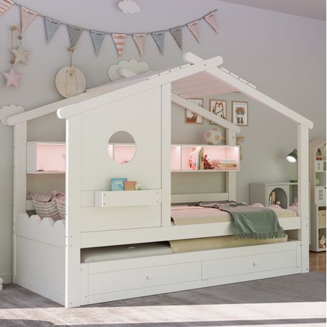 letto letto camera estraibile con cassetti bianco OKMYHOME