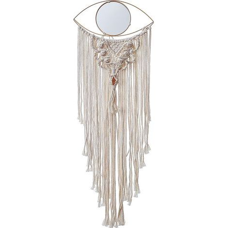 Suspension murale en Style bohème 100 % coton tissé Tapisserie à franges - Attrape-rêves - Motif mauvais œil - Décoration d'intérieur 82 cmx 30 cm (1/5)