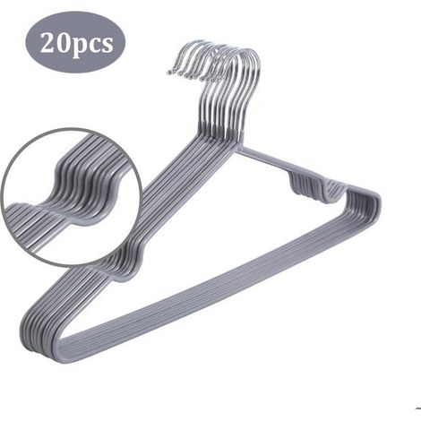 20 cintres métalliques, revêtement caoutchouc antidérapant, 40 cm, gain de place, pour vêtements adultes