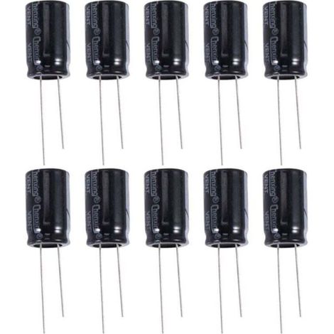 Bardusch-10 Condensateurs Électrolytiques Radiaux 22uF 400V Noir 105°C 13x21mm (1/4)