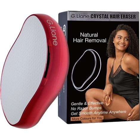 Épilateur en Cristal,Epilatoire sans douleur amélioré à cristaux,appareil d'épilation et d'exfoliation de la peau à nano-verre,épilateur pour femmes et hommes (Rouge) (1/5)