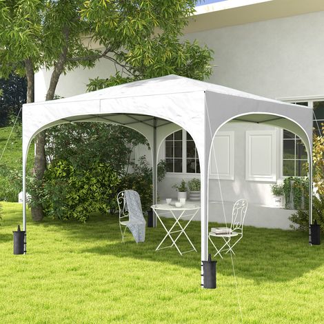 Kiosque Pliant Jardin Sac Transport Étanche Anti-uv Hauteur Réglable Sacs Sable Blancs Aménagement Extérieur