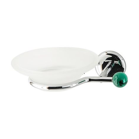 Porta sapone da bagno linea elite in ottone cromato e finali in vetro colorato - accessori bagno, colore finali vetro verde trasparente (1/2)