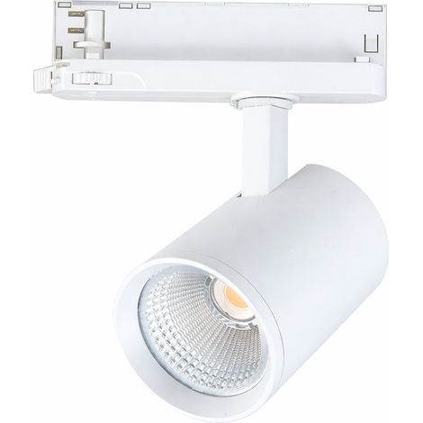Faretto LED per Binario Trifase 40W Orientabile Bianco – 4150 Lumen – Fascio 38° – CCT Switch 3000K 4000K 5000K – Illuminazione Professionale