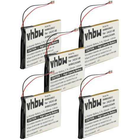 vhbw 5x batería compatible con Jabra Pro 9450, 9400, 9465, 9400SH, 9460, 9450SH, 9470 auriculares inalámbricos, cascos (230 mAh, 3,7 V, Li-poli)