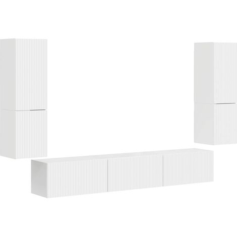 TV Cabinet Set 4 pcs High Gloss White Engineered Wood vidaXL