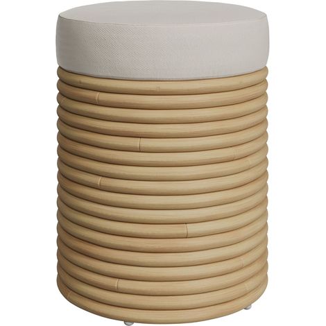 Taburete de mimbre y tela crema H 45 cm - Théa