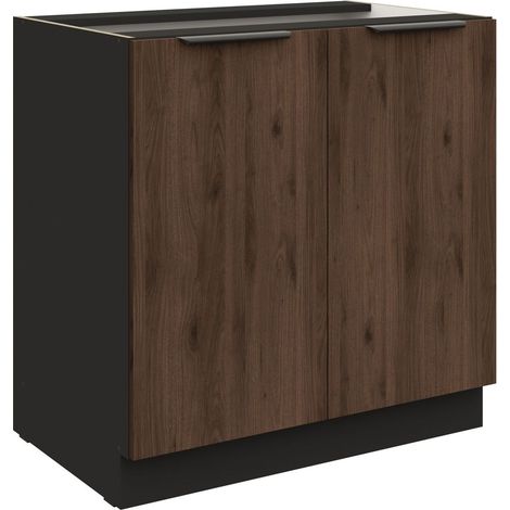 Küchen Unterschrank 80 cm Küche MONZA Okapi Nußbaum Küchenzeile Küchenblock (1/5)