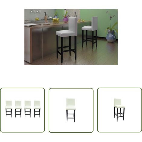 The Living Store Tabourets de bar lot de 4 blanc similicuir - Tabouret De Bar - Tabourets De Bar - Chaise Haute - Fauteuils De Bar - Meubles De Cuisine (1/5)