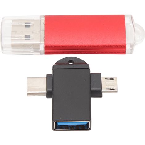 Clé USB compacte et portable avec adaptateurs USB vers Type-C et Micro USB, compatible Windows 98 et OS X 9, rouge, 64 Go