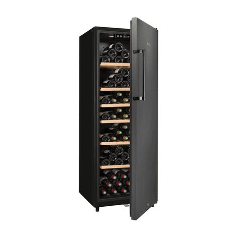 Cave à vin de vieillissement 147 bouteilles – Température stable – Hygrométrie contrôlée 50-80% – Système anti-vibrations – Porte pleine noire – La Sommeliere
