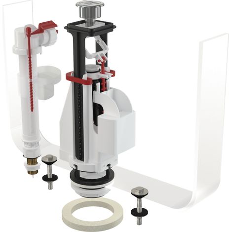 Kit di montaggio per cassette di scarico in ceramica con doppio pulsante cromato, 39 mm (1/2)