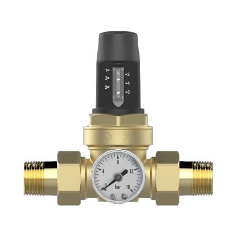 Aqmos Druckminderer für Hauswasserinstallation mit Manometer voreinstellbar 19,05 mm (3/4) Druckminderer