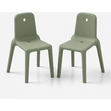 Set 2 sedie design indoor outdoor in polietilene Mellow - Verde (1/5)