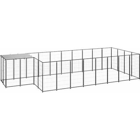 Maison Exclusive - Gabbia per Cani Nera 10,89 m² in Acciaio (1/5)