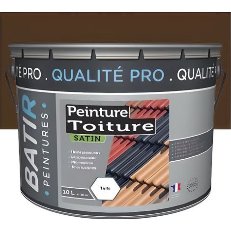 Peinture toiture 10 L brun – Résine acrylique pour protection et décoration – Excellente résistance intempéries – Rendement 85 m² – RCA