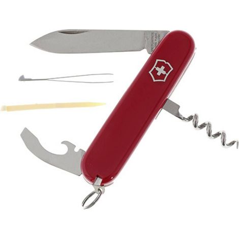 Victorinox 5-Piece 84mm Swiss Army Knife with 9 Functions including Corkscrew and Combo Tool in Red