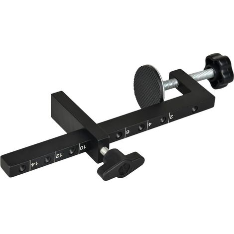 Pince de guidage réglable, compatible avec le travail du bois, échelle de mesure de 14 cm, double molette, aluminium noir (1/5)