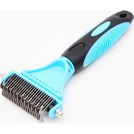 Spazzola per la toelettatura del cane, pettine districante per gatti – 23 + 12 denti a doppia faccia per il sottopelo, riduce efficacemente la perdita di pelo fino al 90%