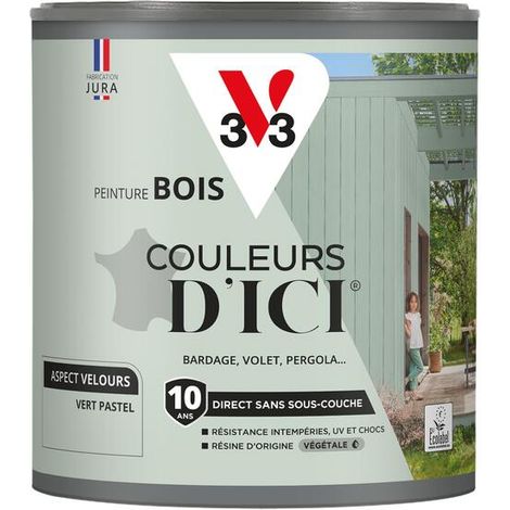Peinture bois extérieur Couleurs d'Ici® V33 Vert pastel Velours 0,5L (1/4)