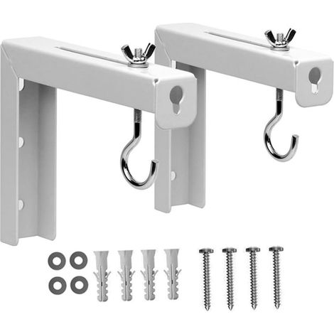 Support Mural Stable et Facile à Installer en Métal Blanc pour Écran de Projection 2 Pièces pour Bureau et Cinéma (1/5)
