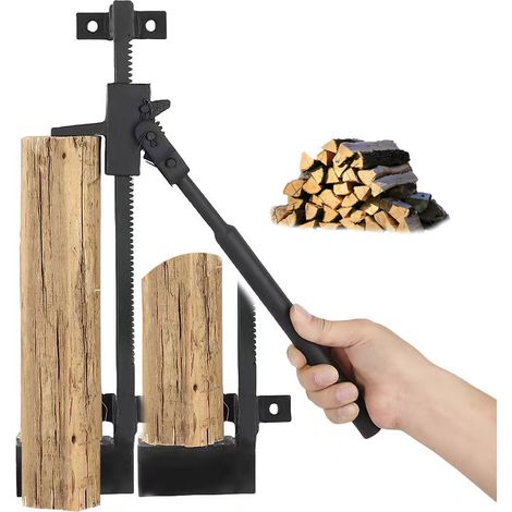 Fendeur de Bûches Mural en Métal, Coupe Bois Manuel avec Levier 45 cm, Outil pour Petit Bois Cheminée Poêle Jardin (1/4)