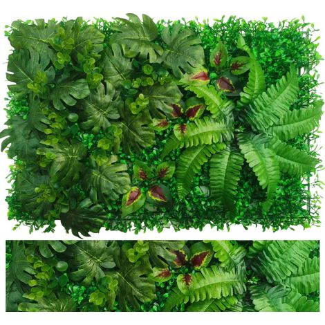 Artificial Plant Wall 40×60 cm – 4 Interlocking Panels, Indoor and Outdoor, Home, Garden, Office, Shop, Café, and Wedding (1/5)