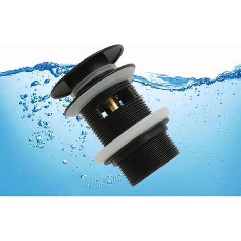 Bonde de baignoire autoportante laiton escamotable, noir mat (1/4)