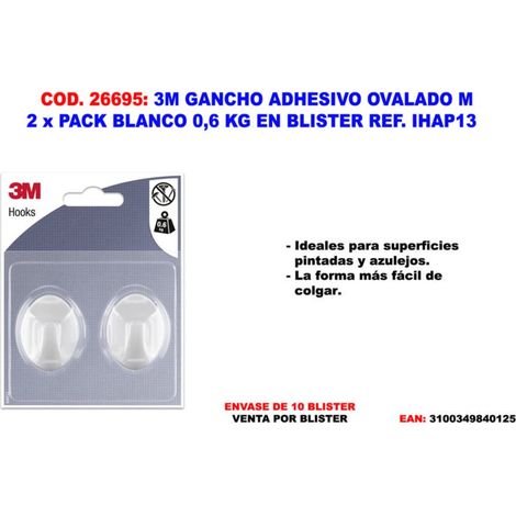 Gancio adesivo ovale M confezione da 2 bianco 0,6 kg 3M IHAP13