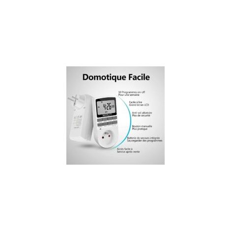 Temporizador digital enchufable con modo antirrobo y pantalla LCD grande, ahorra electricidad (paquete de 2) - Crezuo (1/3)