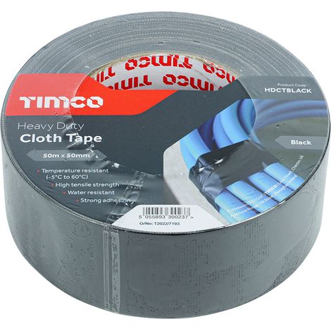 TIMCO Heavy Duty Cloth Tape Black - 50m x 50mm