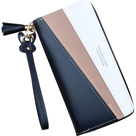 Portefeuille pour femme en cuir PU (noir),