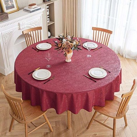 Stain-resistant round tablecloth, 180 cm diameter, red LUXURY (1/5)