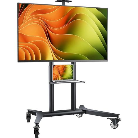 Support TV roulettes pour 55-90 Pouces Ecran, Pied TV Roulette Poids jusqu'à 75 kg - Meuble TV sur roulettes VESA 200x200 - VESA 800x600/Ecran Mobile sur Pied Hauteur Réglable Noir (1/5)