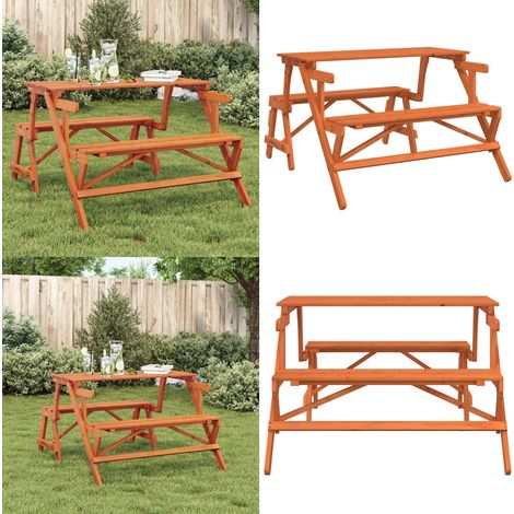 vidaXL Picknicktisch mit Bänken 2-in-1 Massivholz Tanne