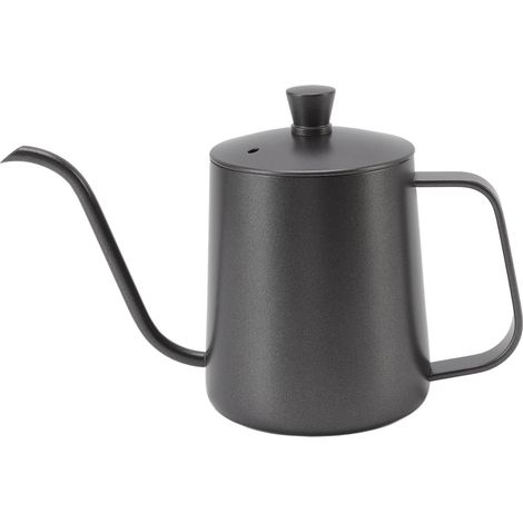 Bouilloire Café Fine Noire en Acier Inoxydable 350ml Anti-Rouille avec Couvercle pour Méthode Pour Over (1/5)