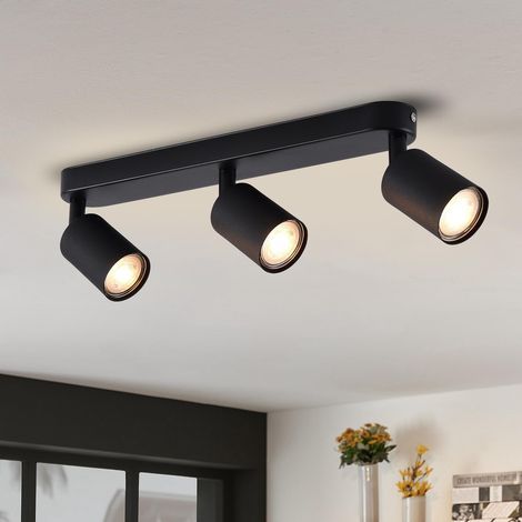 Ceiling Spotlights, GU10 Base, Black Metal, 350° Rotatable, Indoor Living Room (1/5)
