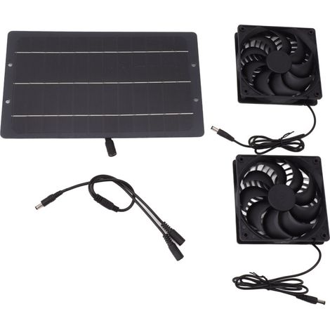 Kit de ventilateur solaire 10 W résistant aux intempéries, double extracteur d'air mural pour poulaillers, serres et abris de jardin. (1/5)