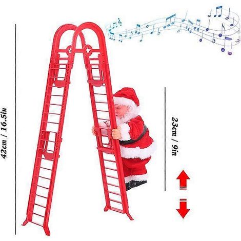 Échelle électrique de Noël avec le Père Noël, décoration de sapin de Noël pour intérieur/extérieur, cadeau de Noël pour enfants, échelle double rouge (1/5)