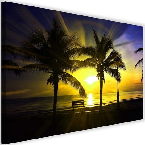 Tableau sur toile PALMAS coucher de soleil sur la mer 60x40 (1/5)