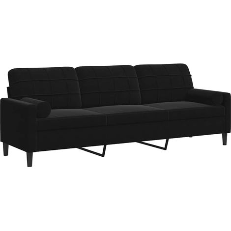 Sofa 3-Sitzer mit Zierkissen Schwarz 210 cm Samt vidaXL