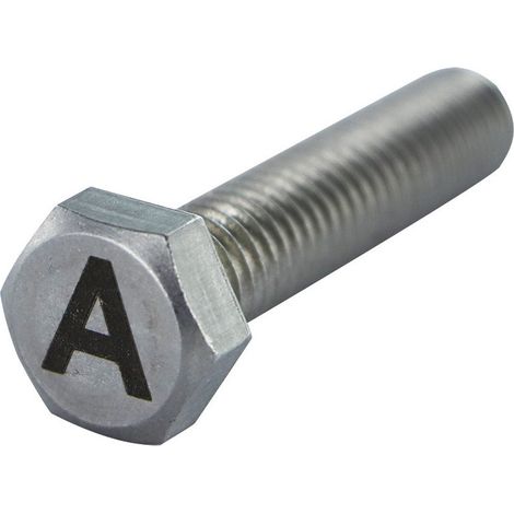 Vis métaux Tête hexagonale TH 8X35 Inox A4 Gravure LETTRE "A"-1 pièce