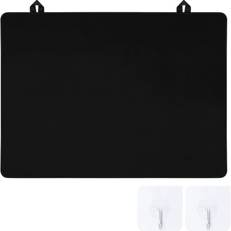 Protege Plaque Unduction 62 × 53 cm Tapis de Protection Plaque Induction avec Crochets, Protection Plaque de Cuisson Antidérapant, Noir (1/5)