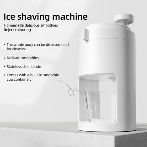 Rallador de hielo manual portátil con recipiente y molde – máquina para granizados y trituradora de hielo para uso doméstico y exterior – 200 ml, blanco, PP/vidrio/cuchilla de acero inoxidable (1/5)