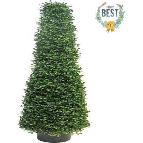 Cone buis factice en pot feuille plastique protect UV H130cm Vert-BEST (1/4)