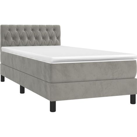 vidaXL Giroletto a Molle con Materasso Grigio Chiaro 90x200 cm Velluto