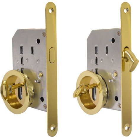 kit per porte scorrevoli nicchia tonda serratura 50 mm oro lucido (1/7)