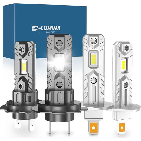 H7+H1 LED Canbus 100W 16000LM 6500K Cool White 400% Brightness 1:1 Mini Size, Halogen Replacement, Plug and Play, 4 Pieces (1/5)