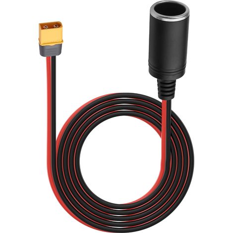 Adaptateur de prise allume-cigare mâle vers femelle XT60, câble allume-cigare 14 AWG pour moto, bateau, camping-car, système d'énergie solaire, 1,5 m (XT60 mâle 1,5 m) (1/5)